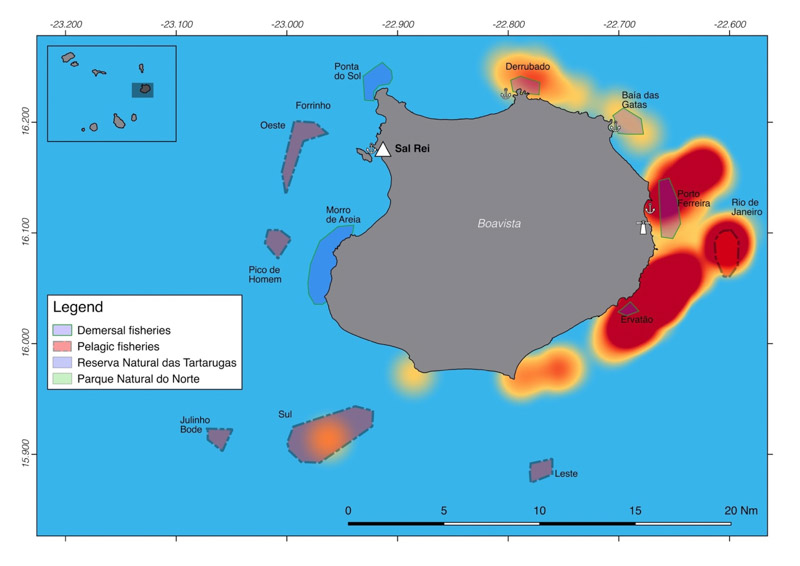 Map_Overlap_Report_2018 Farbkodierte Landkarte von den Gewässern vor Boa Vista