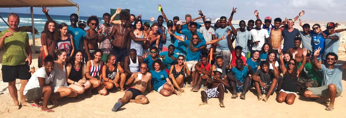 Group of volunteers in sea turtle conservation on Boa Vista, Cabo Verde