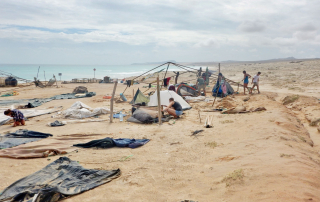 Boa Esperanca Camp after destruction by Hurricane Fred