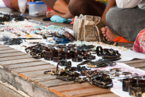 Turtle shell jewellery sold on Derawan