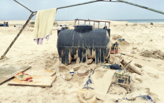 Boa Esperanca Camp after destruction by Hurricane Fred